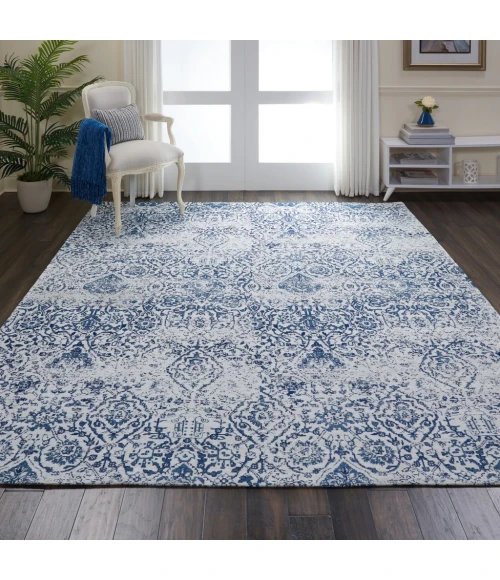 Nourison Damask Area Rug DAS06-Ivory/Navy