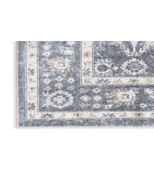Nourison Astra Machine Washable Dark Blue ASW16 2 ft. 2 in. X 8 ft. Rectangle Rug