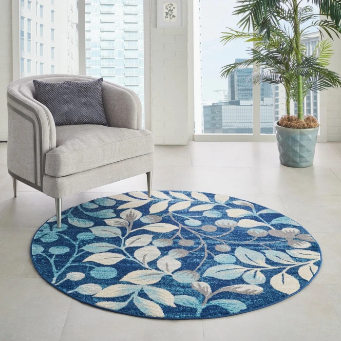 Nourison Tranquil Round Area Rug TRA03-Navy