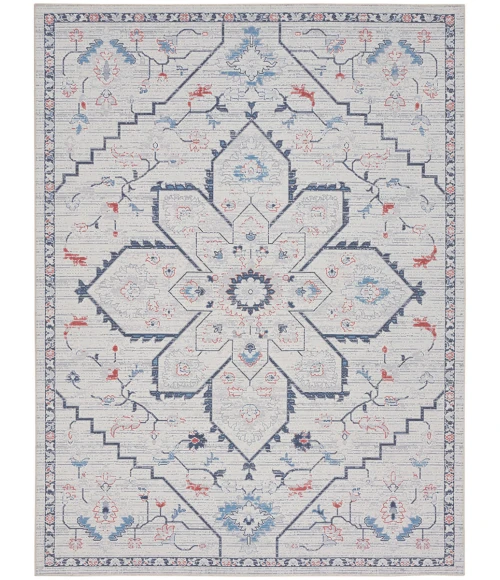 Nicole Curtis Machine Washable Series 1 Area Rug SR110 Ivory Blue
