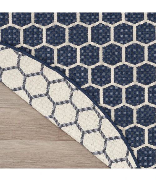 Nourison Twist Reversible Navy TWS01 8 ft. X Round Rug