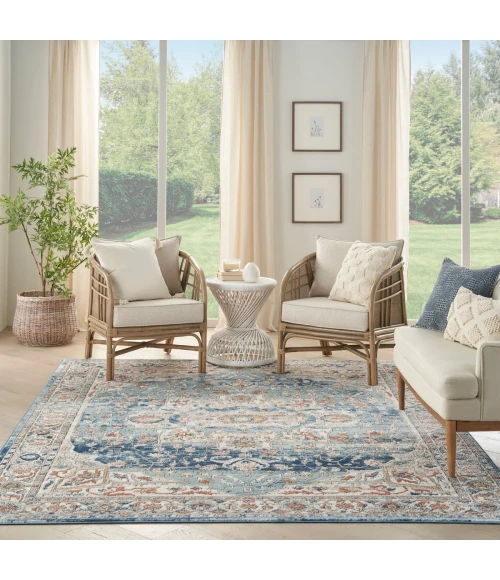 Nourison Quarry Ivory Blue QUA11 8 ft. X 10 ft. Rect. Rug