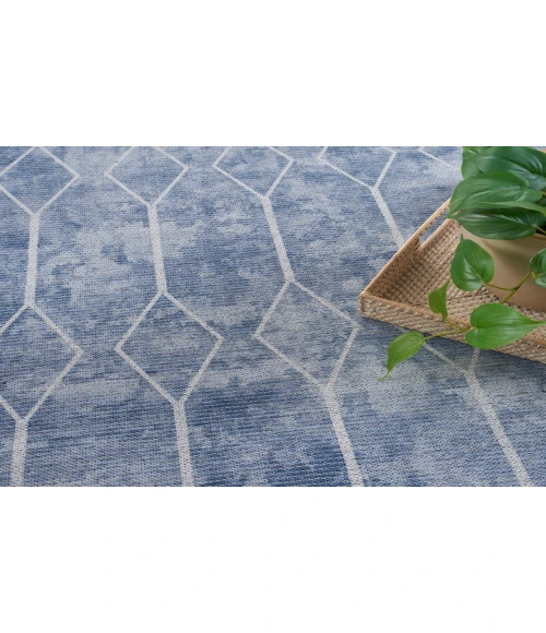 Nicole Curtis Machine Washable Series 1 Blue SR107 6 ft. X 9 ft. Rectangle Rug