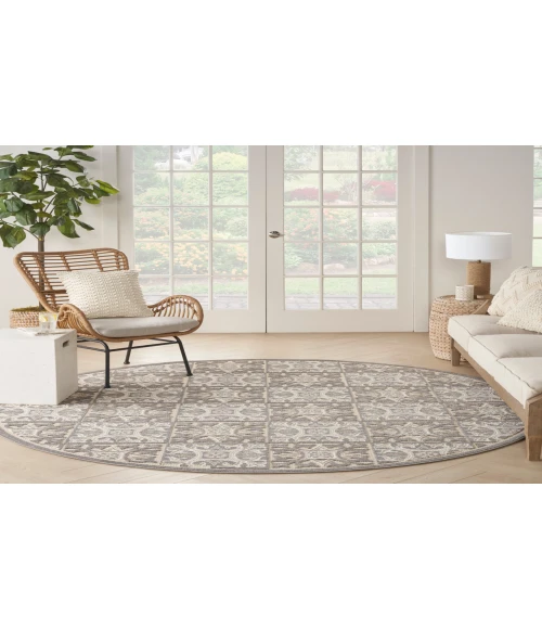 Nourison Aloha Ivory Grey ALH34 7’10” Round Rug
