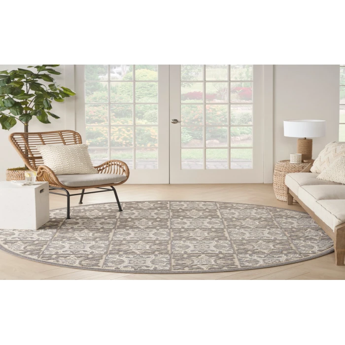 Nourison Aloha Ivory Grey ALH34 7’10” Round Rug