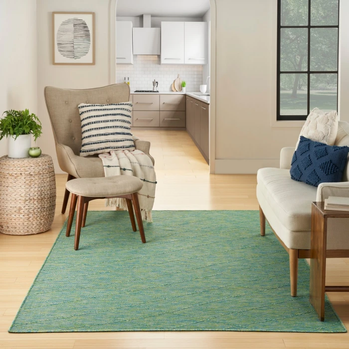 Nourison Washable Solutions Blue/Green WSL01 7 ft. X 10 ft. Rect. Rug