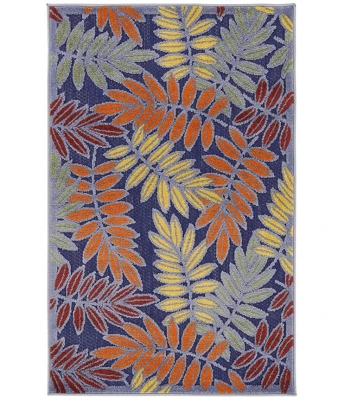 Nourison Aloha Navy Multicolor ALH18 2 ft. 8 in. X 4 ft. Rectangle Rug