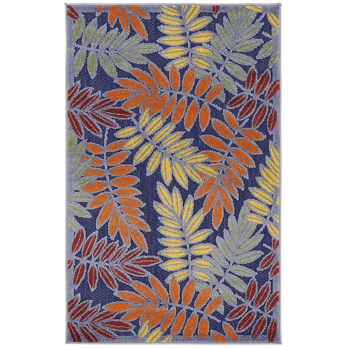Nourison Aloha Navy Multicolor ALH18 2 ft. 8 in. X 4 ft. Rectangle Rug
