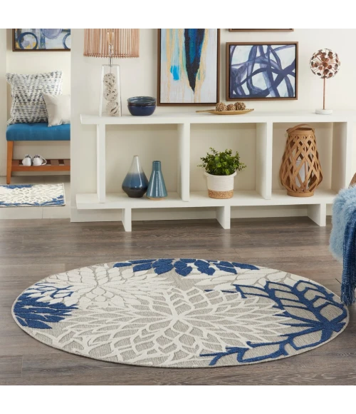 Nourison Aloha Round Area Rug ALH05-Ivory/Navy