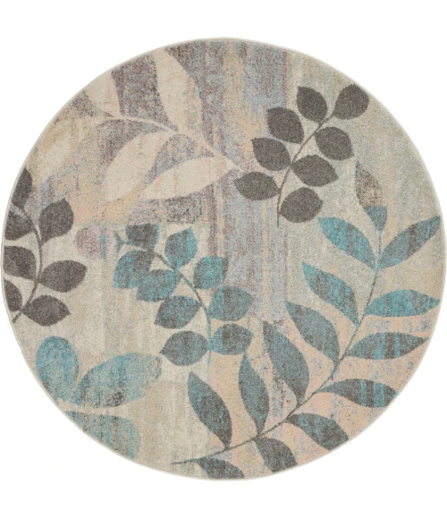 Nourison Tranquil(Traql) Area Rug TRA01 Ivory/Light Blue