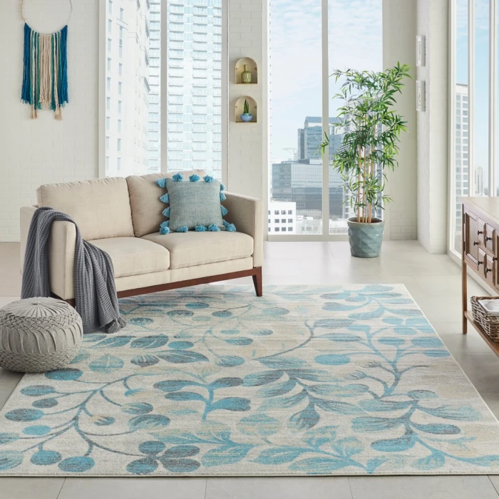 Nourison Tranquil Area Rug TRA03-Ivory/Turquoise