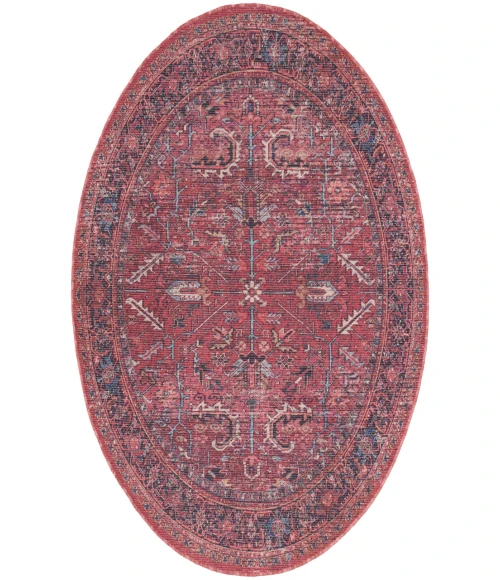 Nicole Curtis Machine Washable Series 1 Brick SR102 5 ft. 3 in. Round Rug