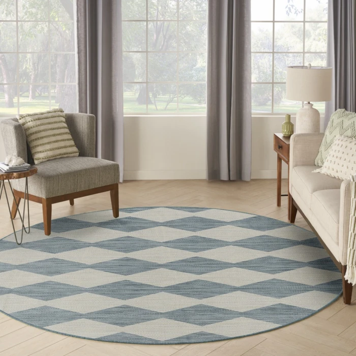 Nourison Positano Aqua POS04 4ft. Round Rug