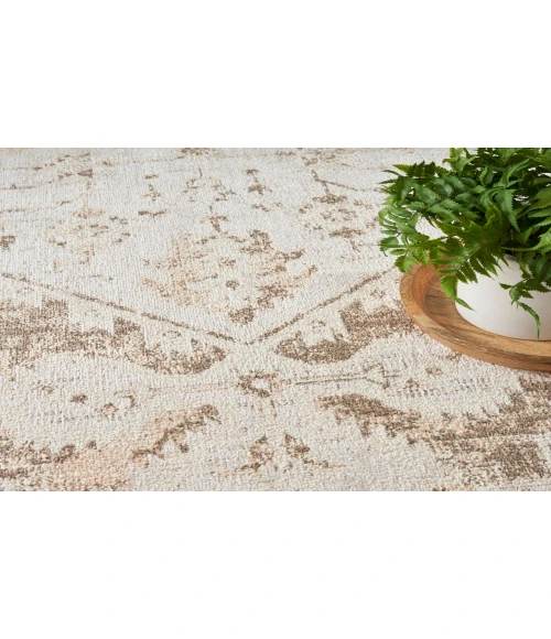 Nourison Astra Machine Washable Beige ASW11 5 ft. 3 in. Round Rug