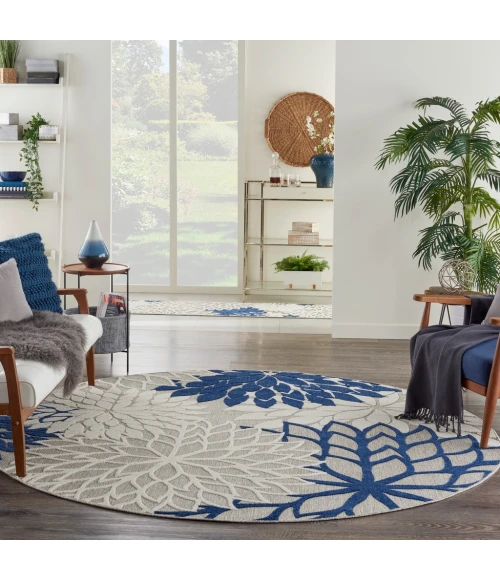 Nourison Aloha Round Area Rug ALH05-Ivory/Navy
