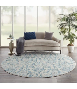 Nourison Home Jubilant JUB09 Ivory Blue 8 ft. Round Area Rug