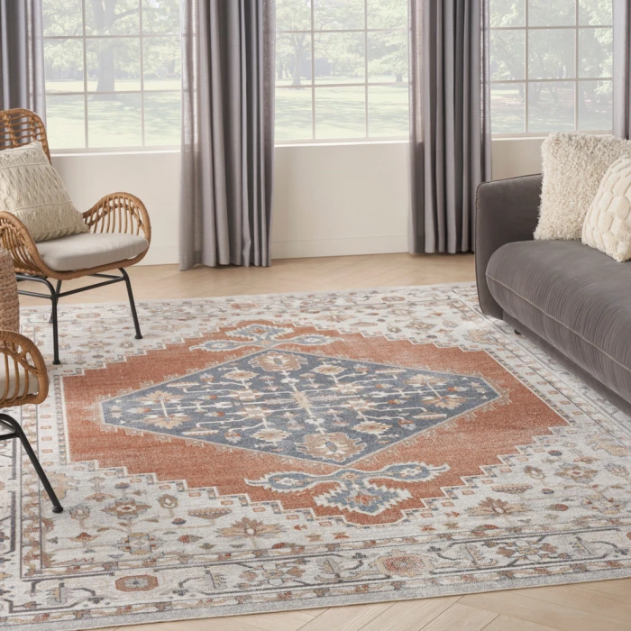 Nourison Astra Machine Washable Area Rug ASW11 Grey/Multi