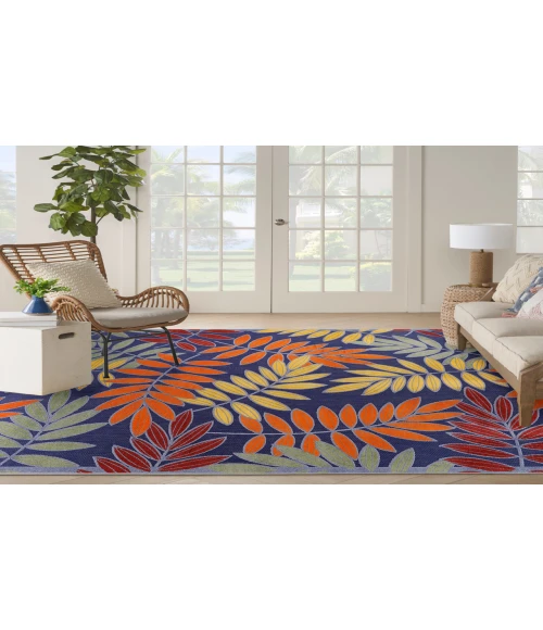 Nourison Aloha Navy Multicolor ALH18 7 ft. 10 in. X 10 ft. 6 in. Rectangle Rug