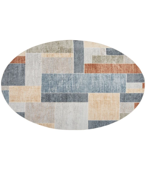 Nourison Astra Machine Washable Multicolor ASW09 7 ft. 10 in. Round Rug