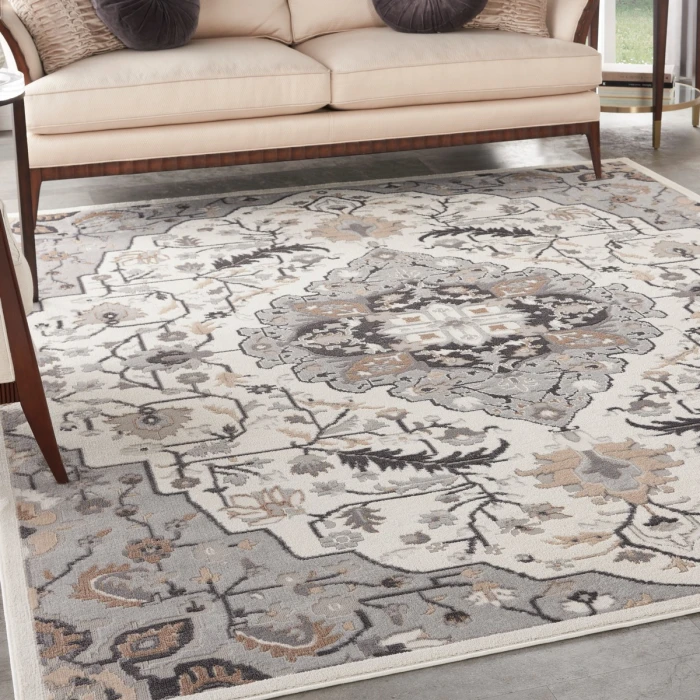 Nourison Elation Area Rug ETN09 Ivory Grey 9' x 12'