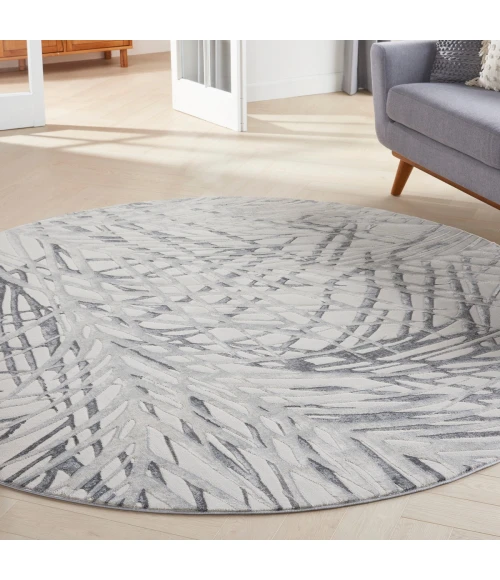 Nourison Rustic Textures Area Rug RUS17 Ivory/Grey 5'3" Round