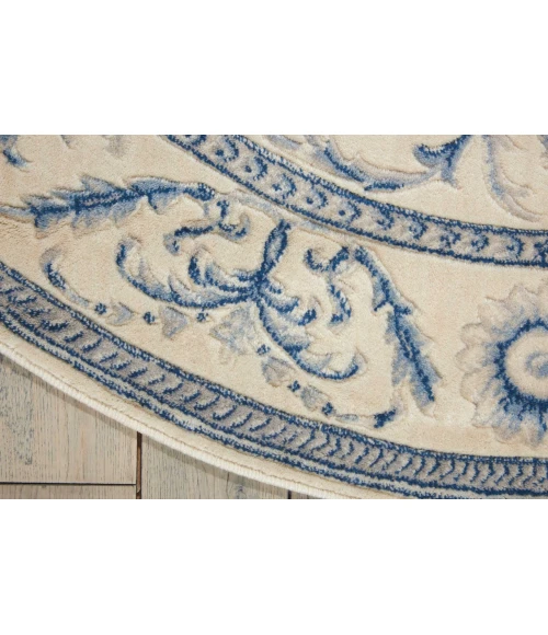 Nourison Somerset Round Area Rug ST02-Ivory/Blue