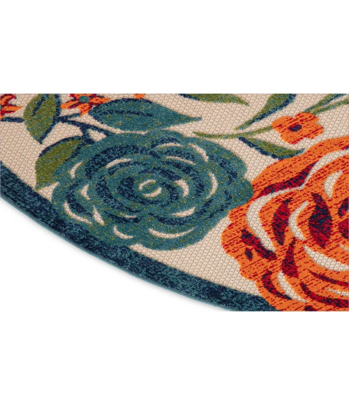 Nourison Aloha Ivory Multicolor ALH32 5 ft. 3 in. Round Rug