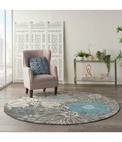 Nourison Passion Round Area Rug PSN17-Charcoal/Blue