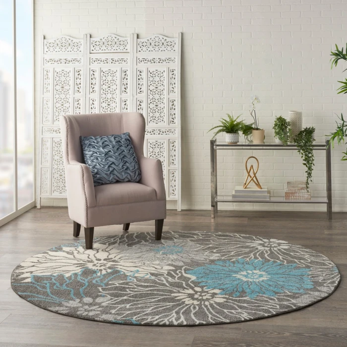 Nourison Passion Round Area Rug PSN17-Charcoal/Blue