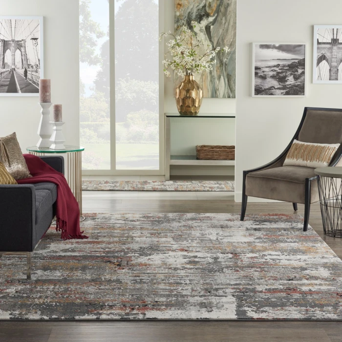 Nourison Tangra Grey/Multi TNR02 9 ft. X 12 ft. Rect. Rug