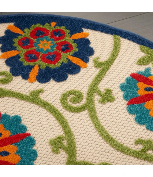 Nourison Aloha Round Area Rug ALH19-Blue/Multicolor
