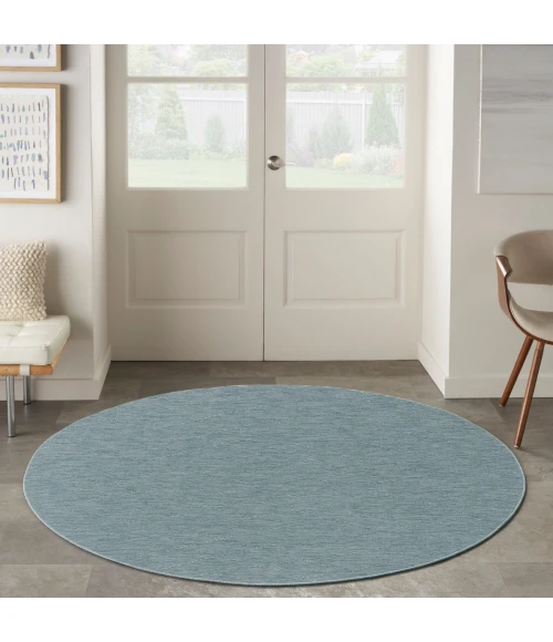 Nourison Washable Solutions Aqua WSL01 8 ft. X Round Rug
