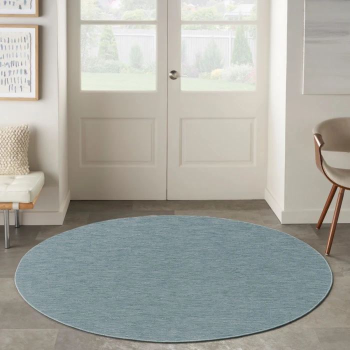 Nourison Washable Solutions Aqua WSL01 8 ft. X Round Rug
