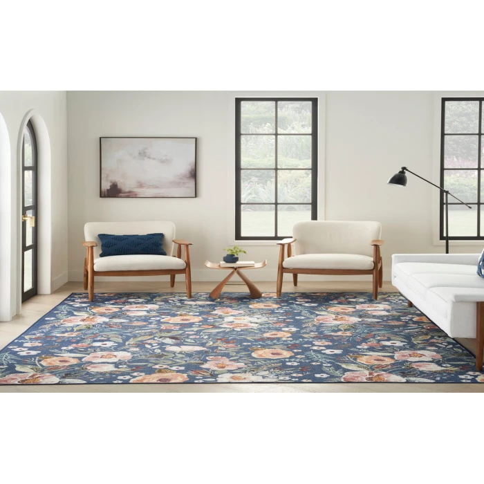 Nourison Nourison Washables Navy Multicolor NWB01 6 ft. X 9 ft. Rectangle Rug