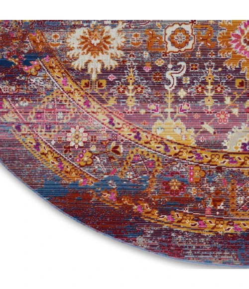 Nourison Vintage Kashan Round Area Rug VKA03-Red/Multicolor