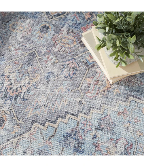 Nicole Curtis Machine Washable Series 1 Area Rug SR104 Blue 5' x 7'