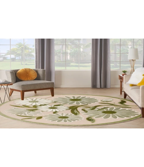 Nourison Aloha Ivory Green ALH33 5 ft. 3 in. Round Rug