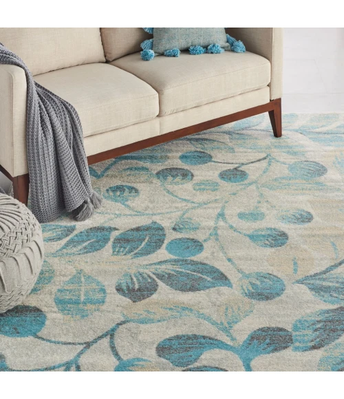Nourison Tranquil Area Rug TRA03-Ivory/Turquoise