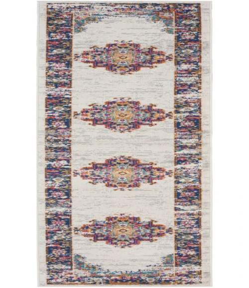 Nourison Passion Ivory Blue PSN03 2 ft. 2 in. X 10 ft. Rectangle Rug