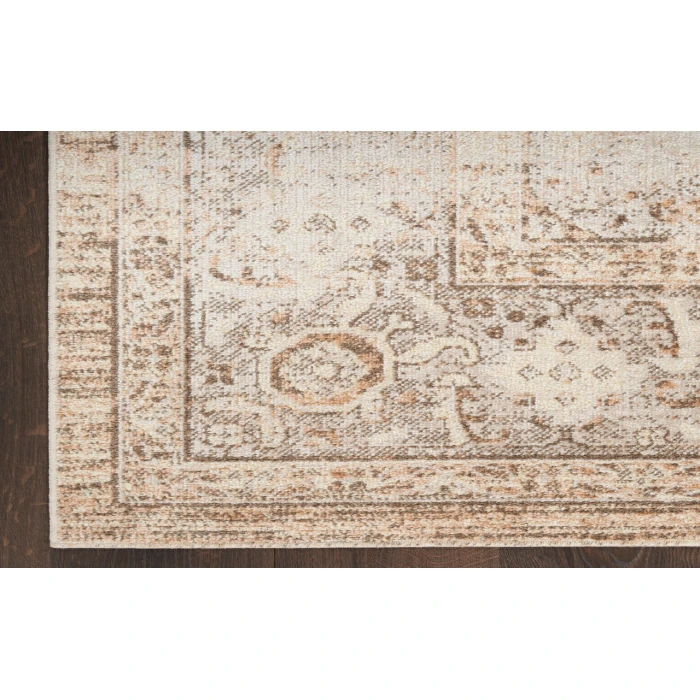 Nourison Astra Machine Washable Beige ASW13 2 ft. 2 in. X 10 ft. Rectangle Rug