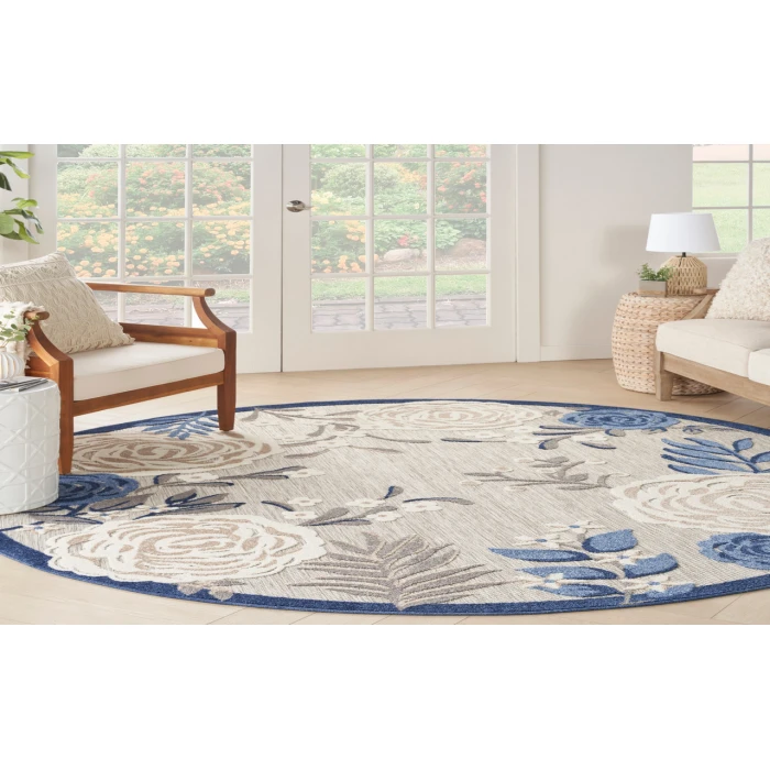 Nourison Aloha Blue Grey ALH32 7’10” Round Rug