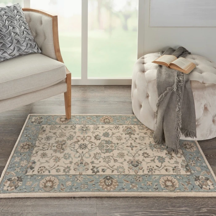 Nourison Living Treasures Area Rug LI16-Ivory/Aqua
