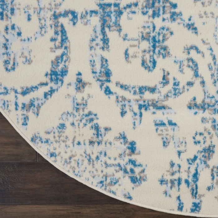Nourison Jubilant Round Area Rug JUB09-Ivory Blue