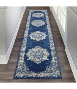 Nourison Home Grafix GRF14 Navy Blue 2 ft. 3 in. X 10 ft. Area Rug