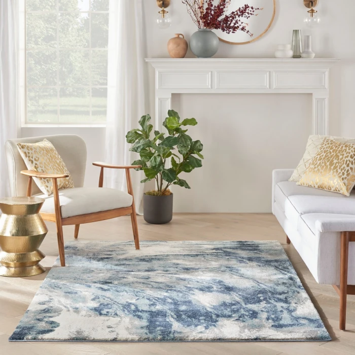 Kathy Ireland American Manor Area Rug AMR03 Blue/Ivory 3'11" x 5'11"