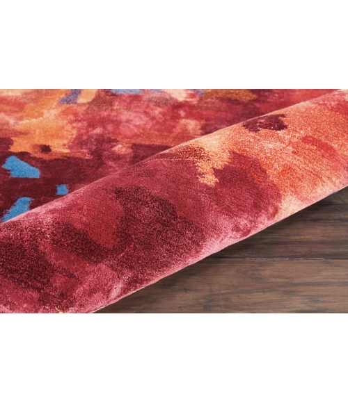 Nourison Prismatic Area Rug PRS13 Blue/Flame 3'9" x 5'9"