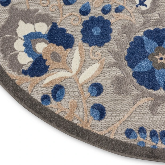 Nourison Aloha Round Area Rug ALH17-Natural/Blue