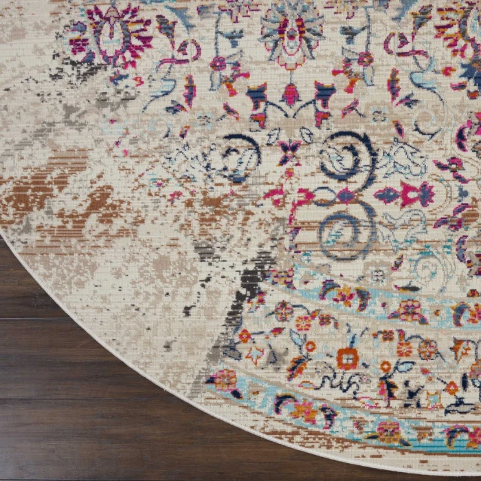 Nourison Vintage Kashan Round Area Rug VKA02-Ivory