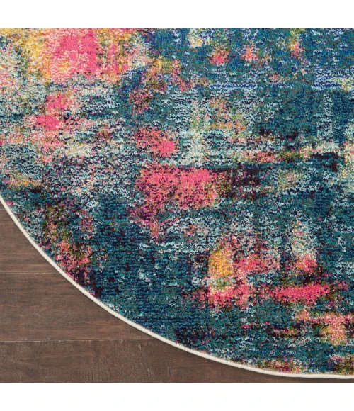 Nourison Celestial Round Area Rug CES09-Blue/Yellow