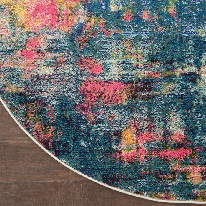 Nourison Celestial Round Area Rug CES09-Blue/Yellow